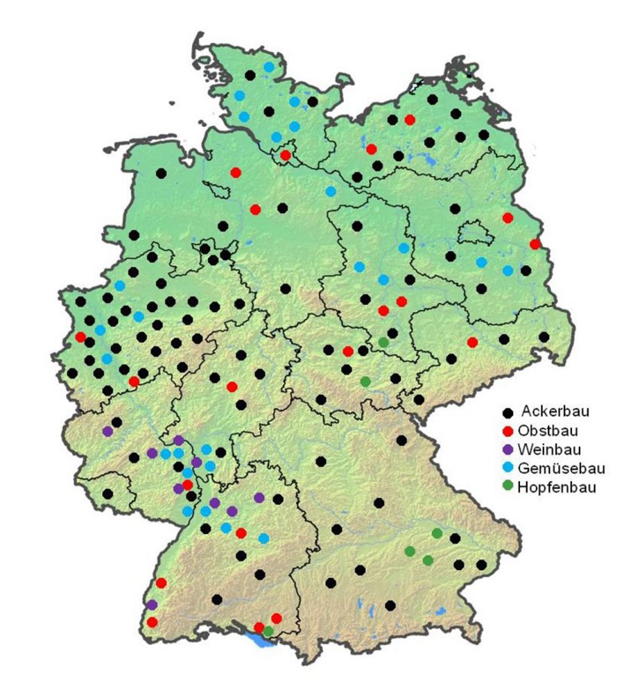 [Translate to Englisch:] Verteilung der Vergleichsbetriebe Pflanzenschutz im Jahr 2016